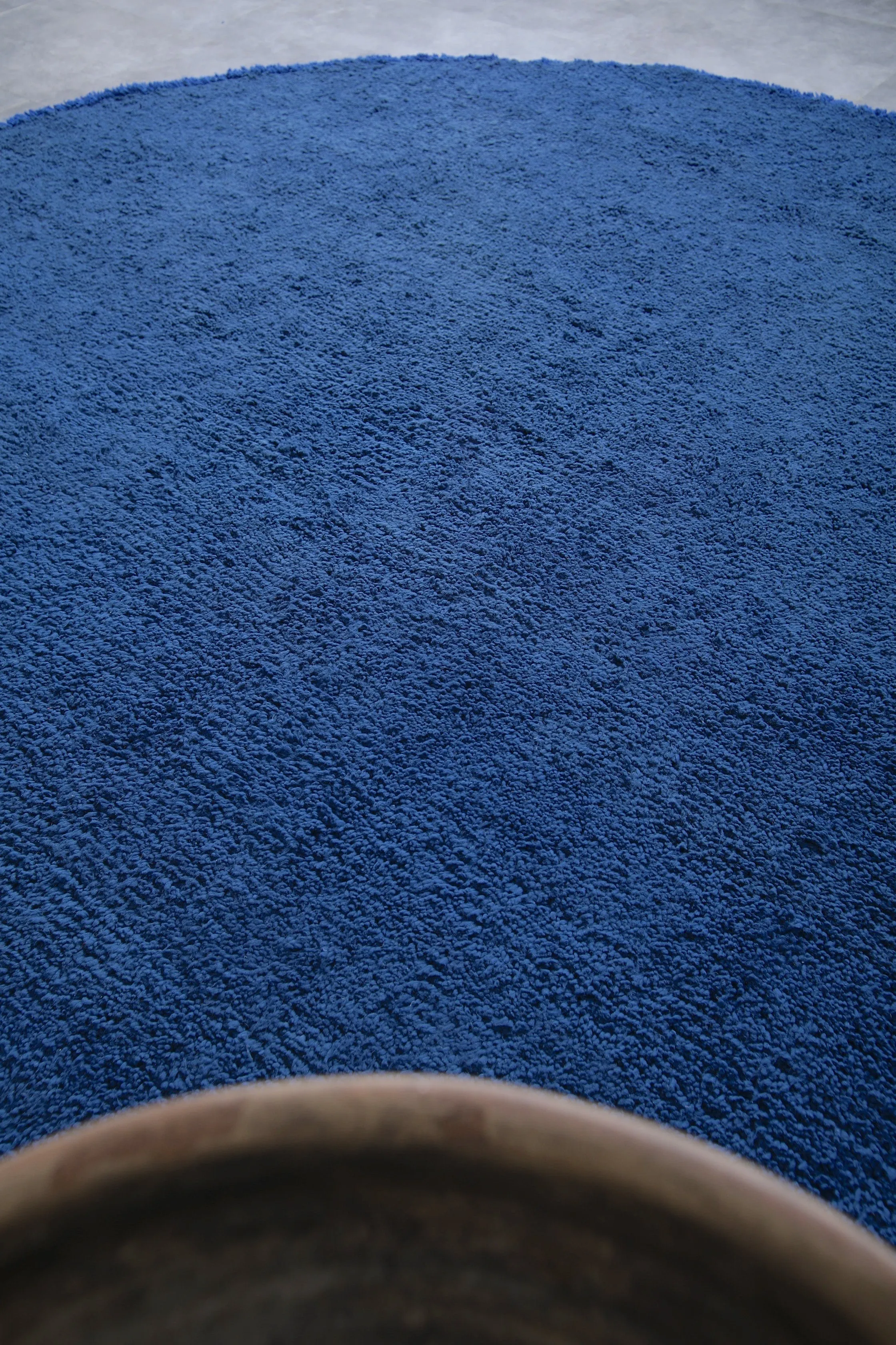 Round blue berber moroccan rug - custom rounded berber rug