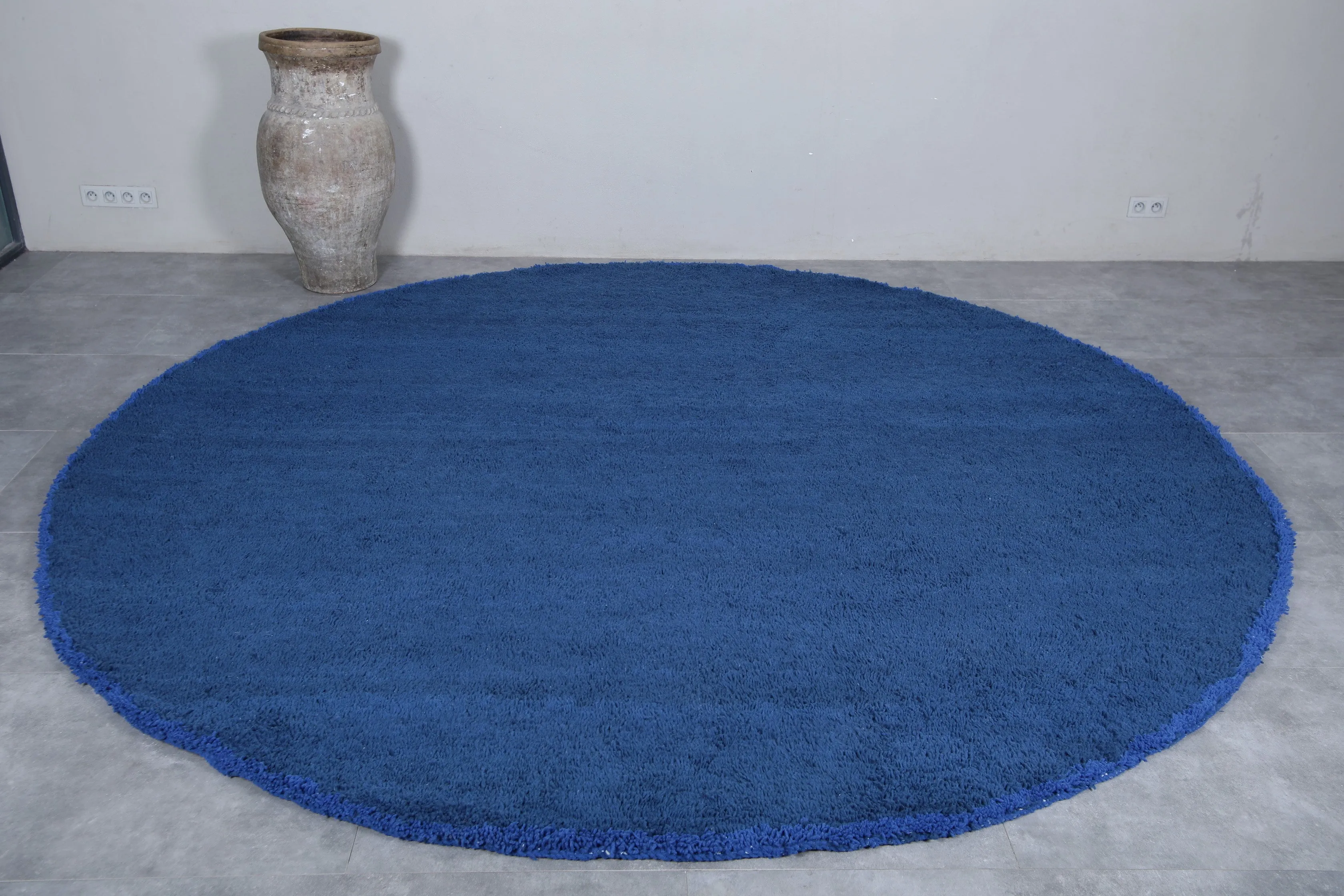 Round blue berber moroccan rug - custom rounded berber rug