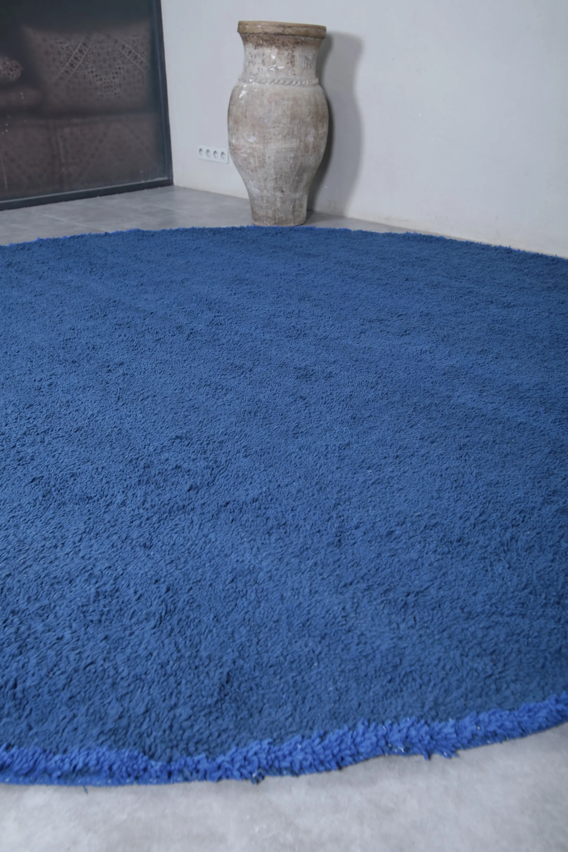 Round blue berber moroccan rug - custom rounded berber rug
