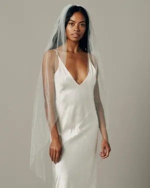 RTS STARDUST PEARL AND CRYSTAL BEADED VEIL