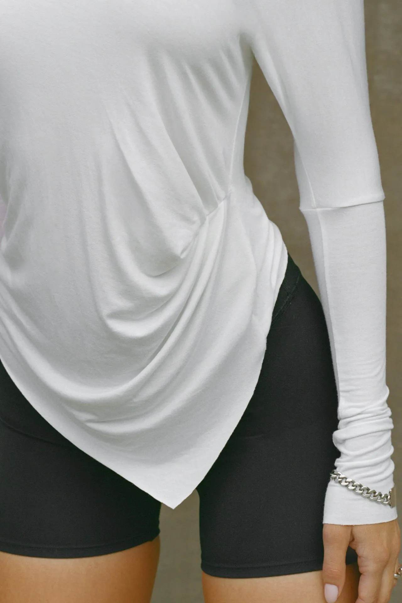 Ruched Asymmetrical Long Sleeve