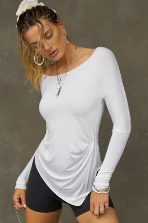 Ruched Asymmetrical Long Sleeve