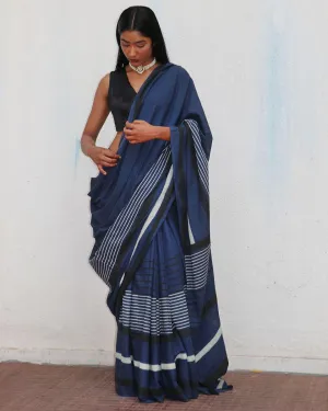 Saadiyah Blockprinted Cotton Saree - NOMAD