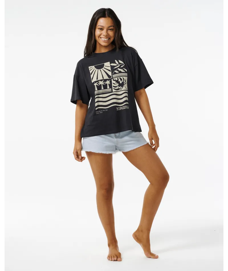 SANTORINI SUN HERITAGE TEE - WASHED BLACK