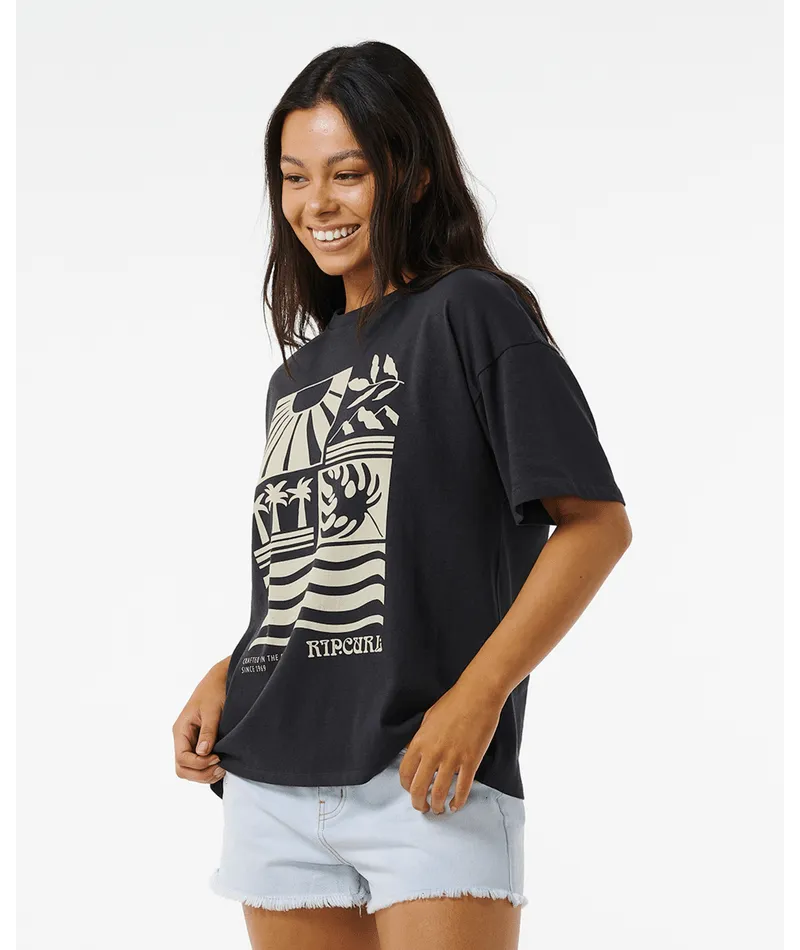 SANTORINI SUN HERITAGE TEE - WASHED BLACK