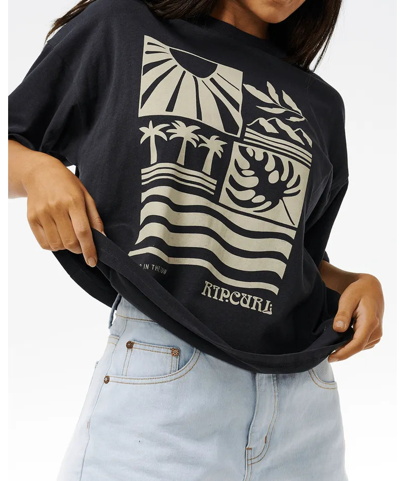SANTORINI SUN HERITAGE TEE - WASHED BLACK