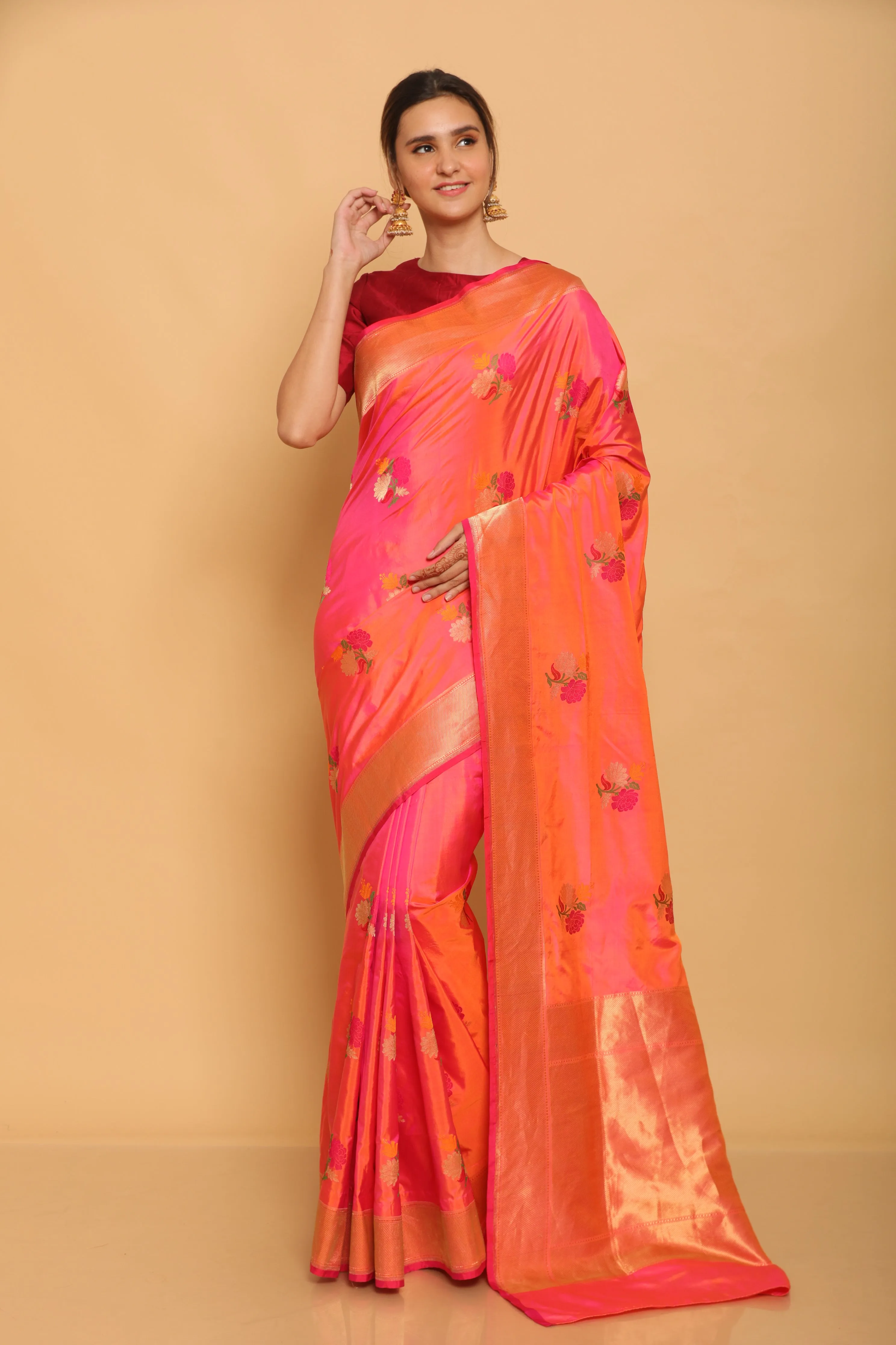 Short Color Karwa Benarasi Silk Saree