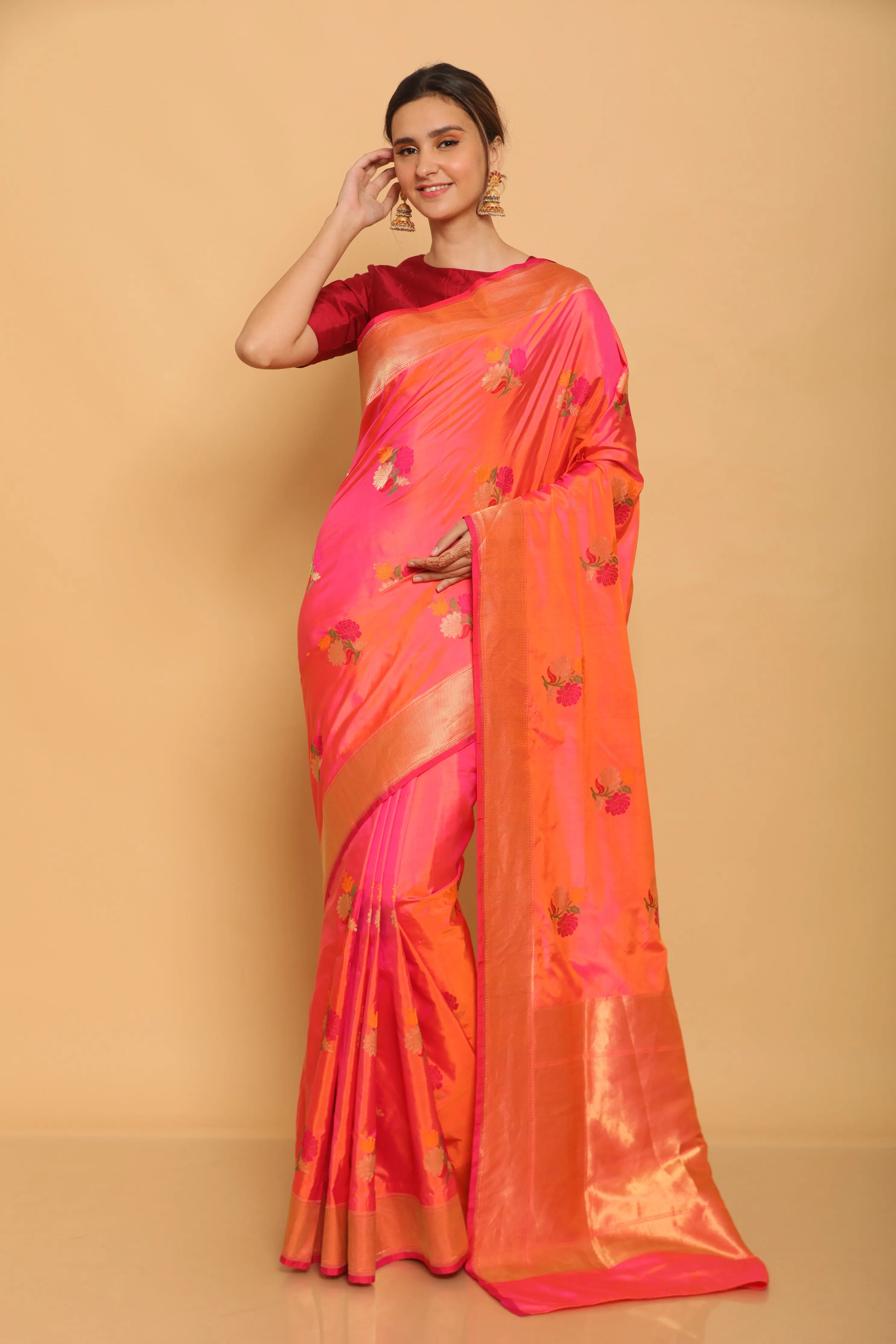 Short Color Karwa Benarasi Silk Saree