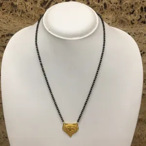 Short Mangalsutra Designs Gold Plated Latest Pendant Black Beads Single Layer Mangalsutra