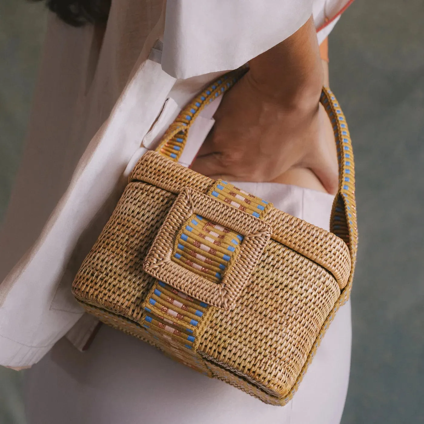 Siang Handwoven Atta Vegan Vanity Bag | Copper Stripe