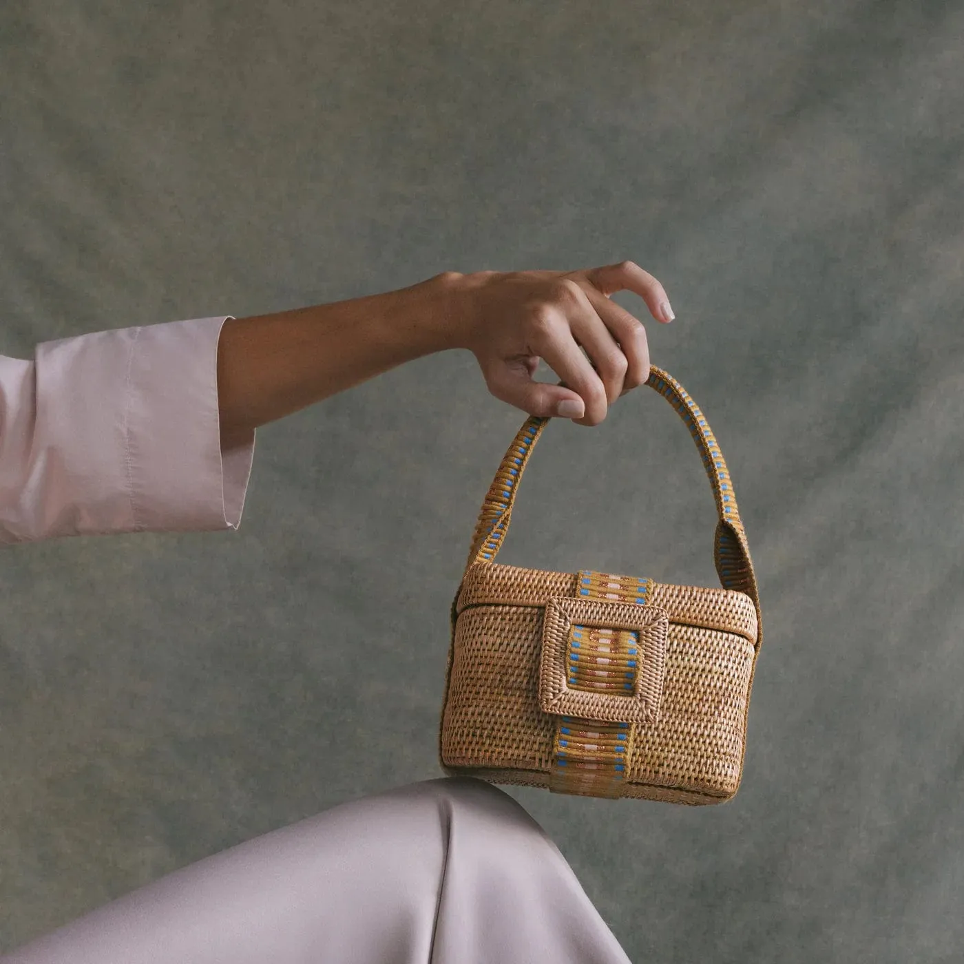 Siang Handwoven Atta Vegan Vanity Bag | Copper Stripe