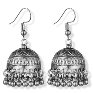 Silver-Tone Metal Indian Jhumka Earrings #GFE6284(GD8)