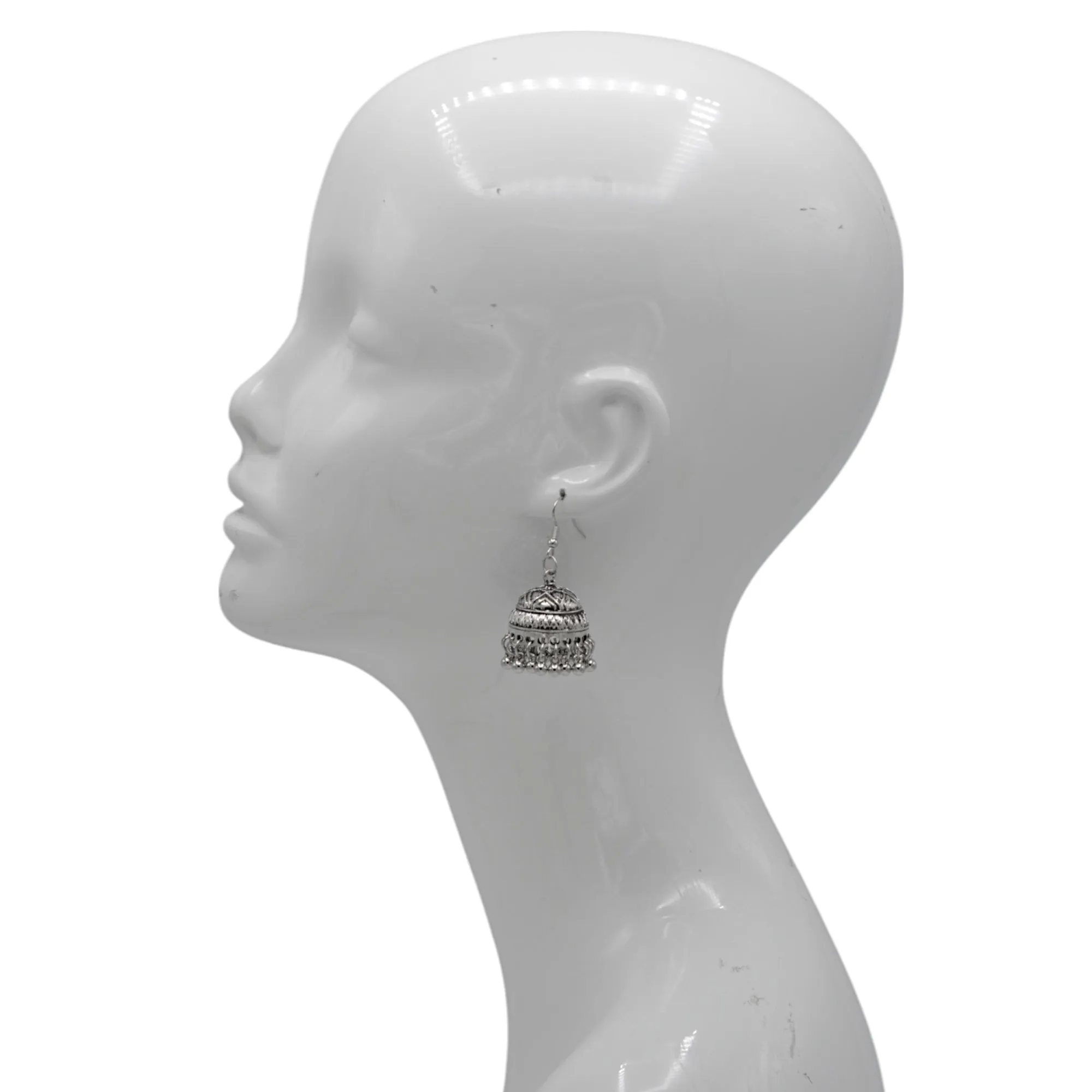 Silver-Tone Metal Indian Jhumka Earrings #GFE6284(GD8)