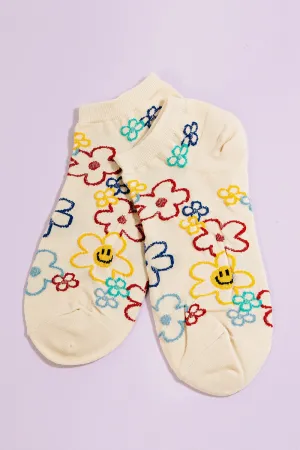 Smiles & Flower Power Ankle Socks