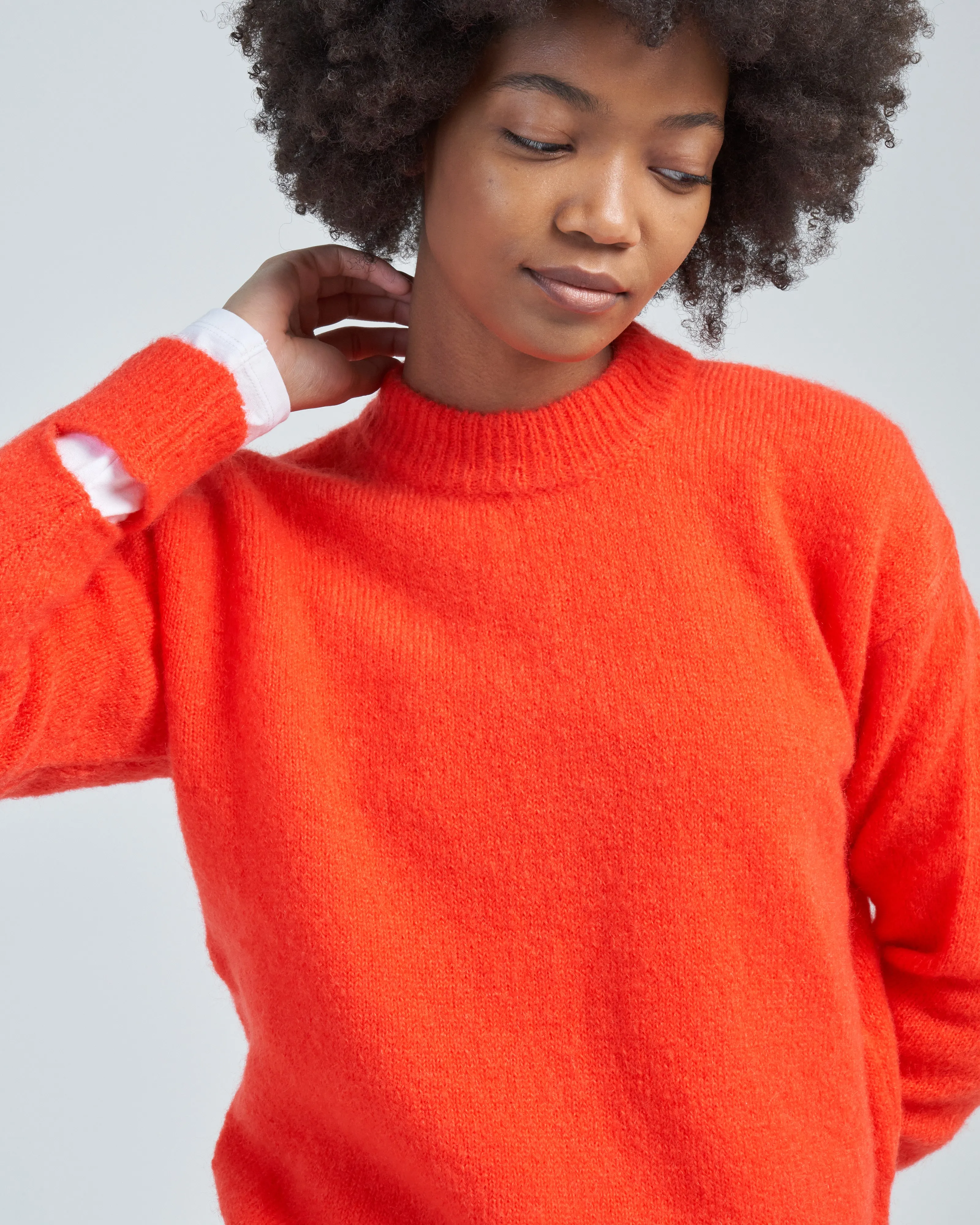 soft mohair crewneck easy pullover
