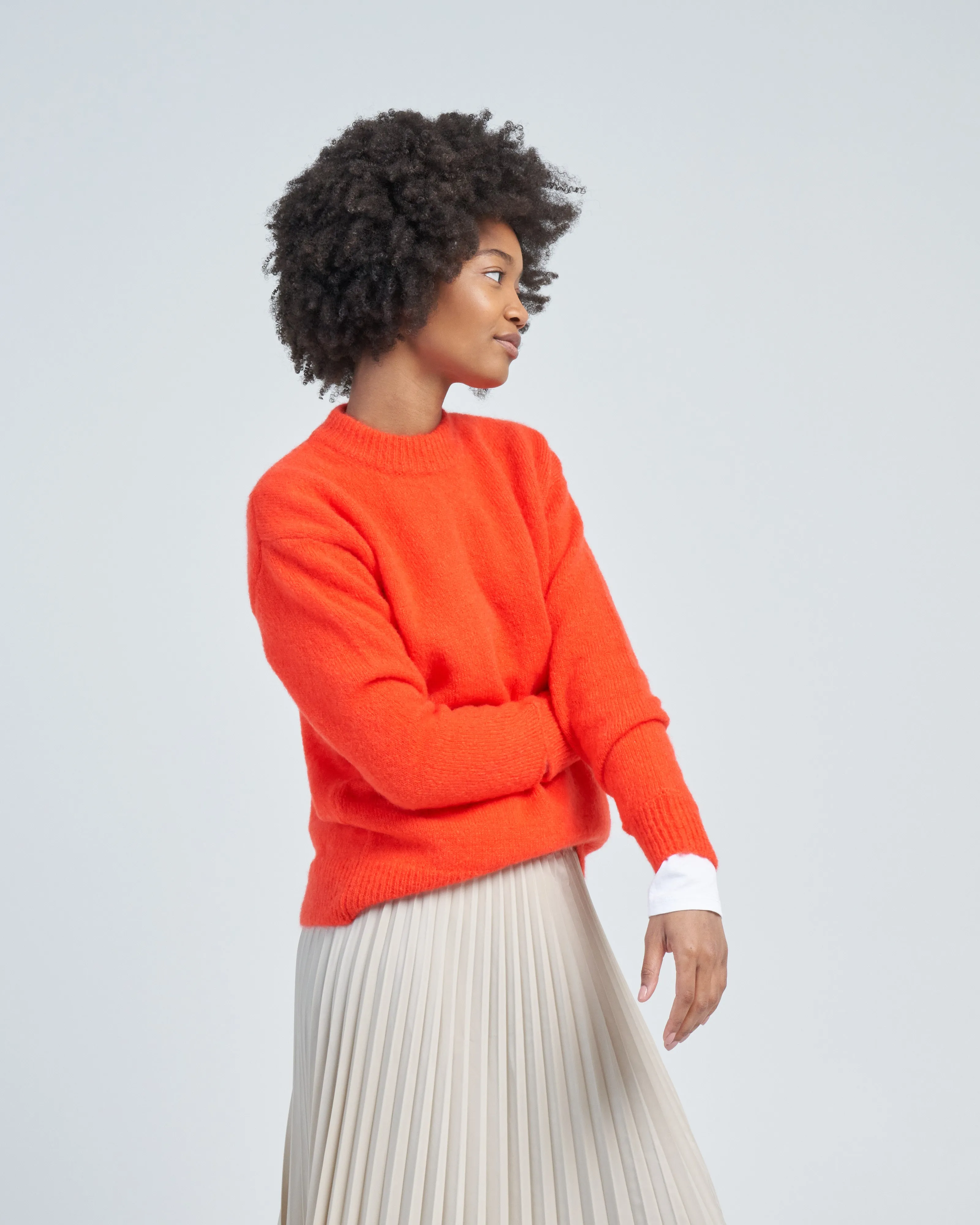 soft mohair crewneck easy pullover