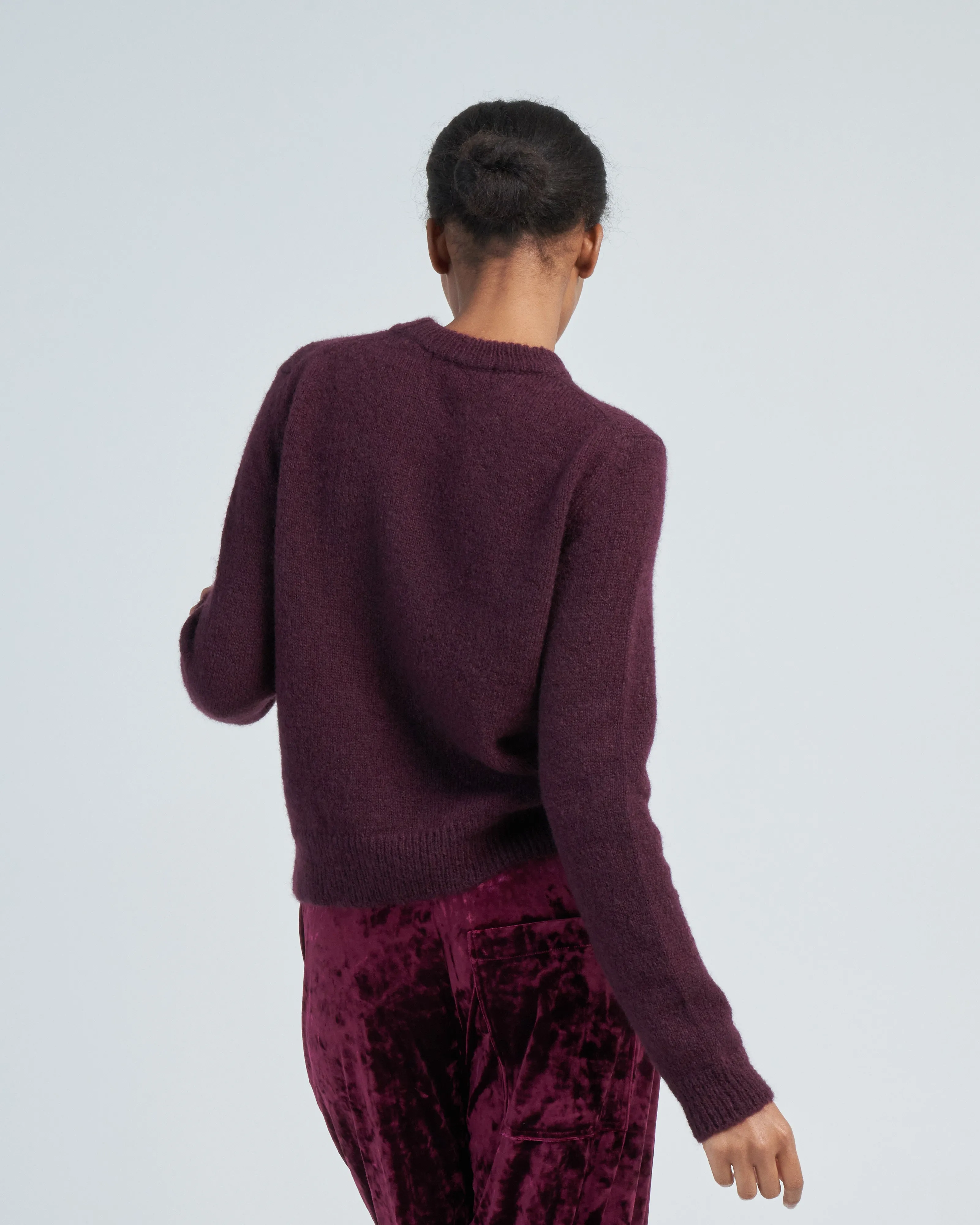 soft mohair shrunken crewneck pullover