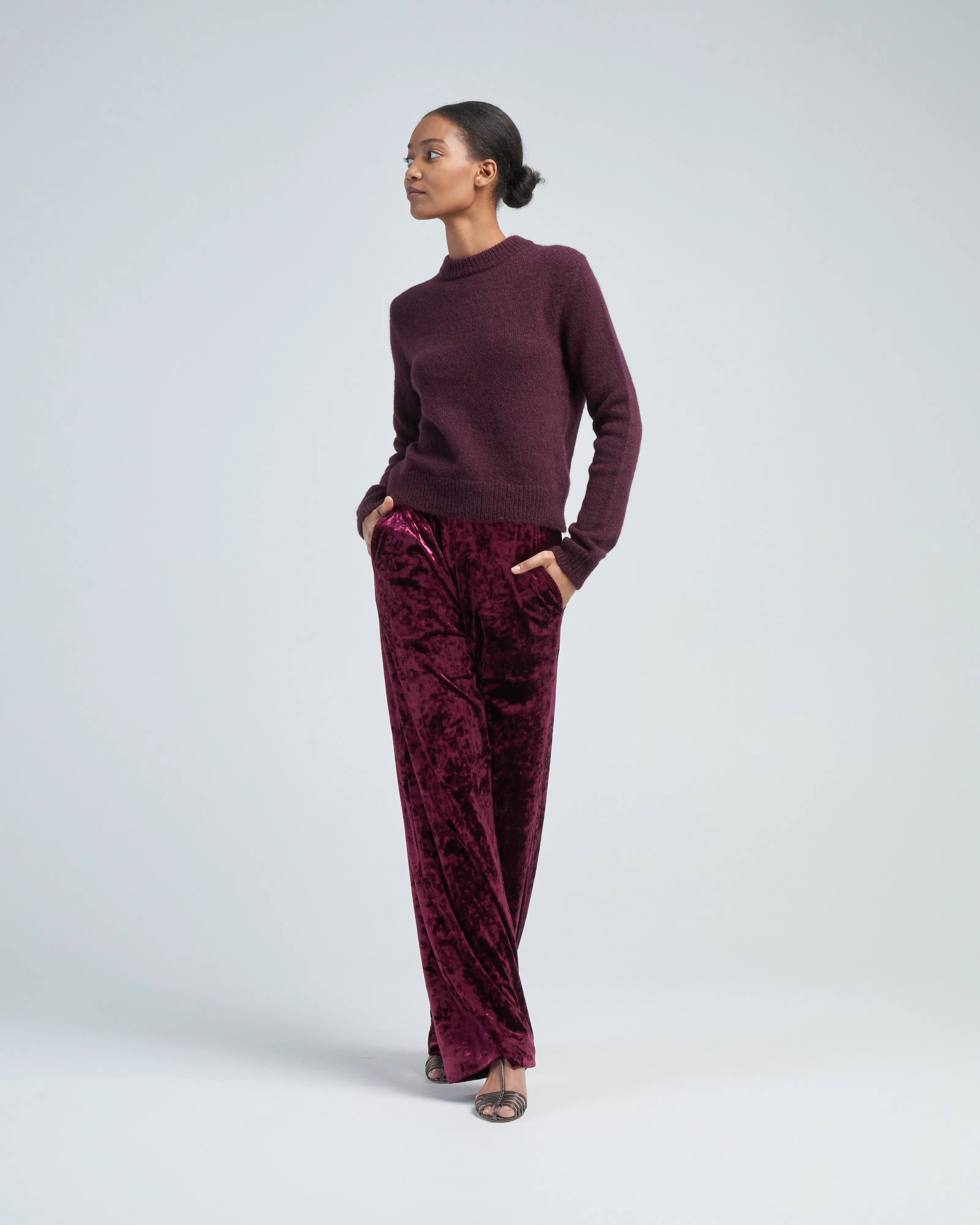 soft mohair shrunken crewneck pullover