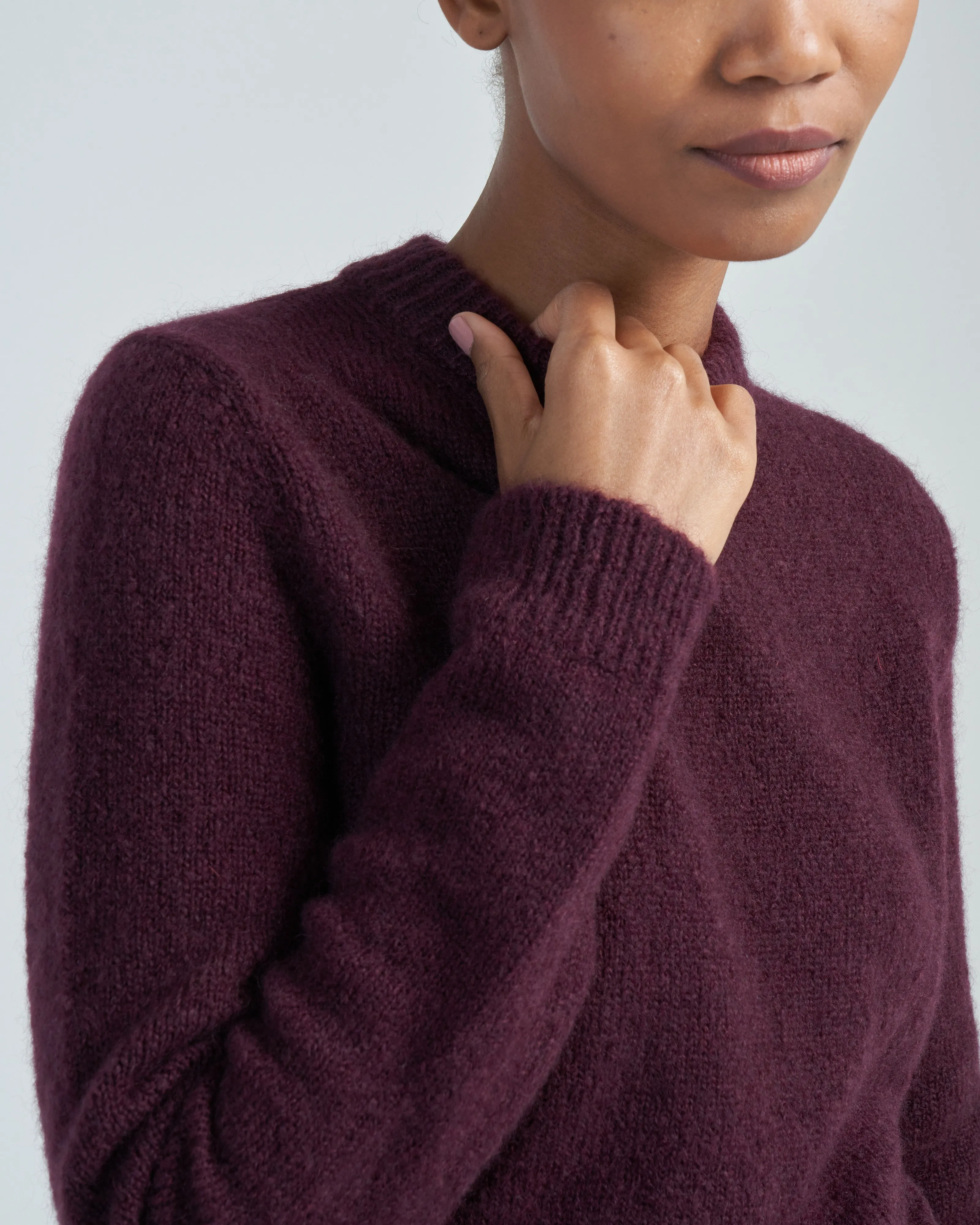 soft mohair shrunken crewneck pullover