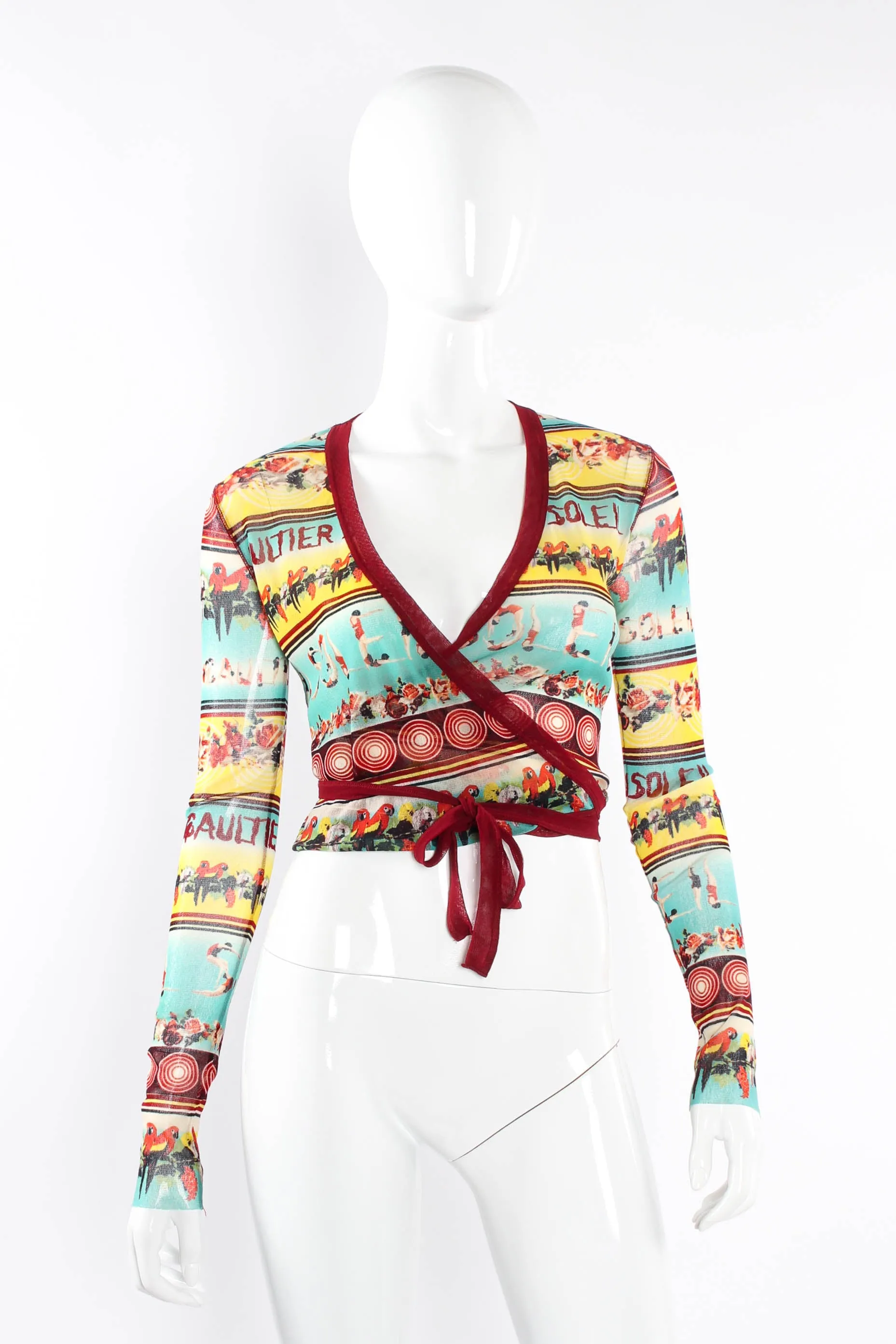 Soleil Tropical Pop Print Mesh Wrap Top