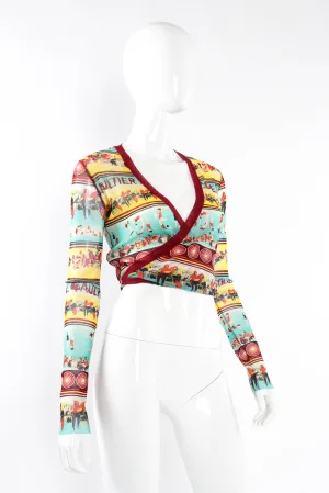 Soleil Tropical Pop Print Mesh Wrap Top