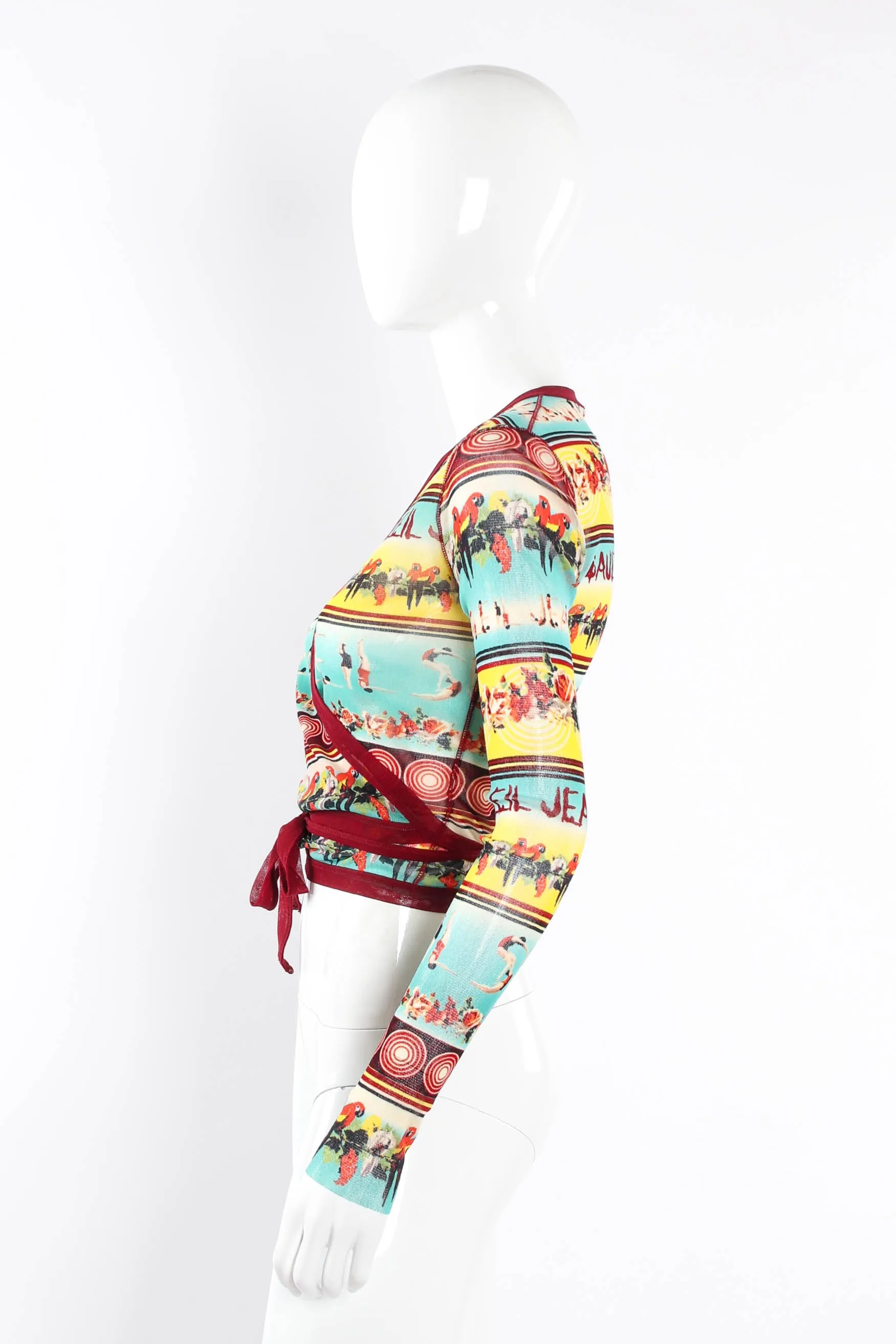 Soleil Tropical Pop Print Mesh Wrap Top