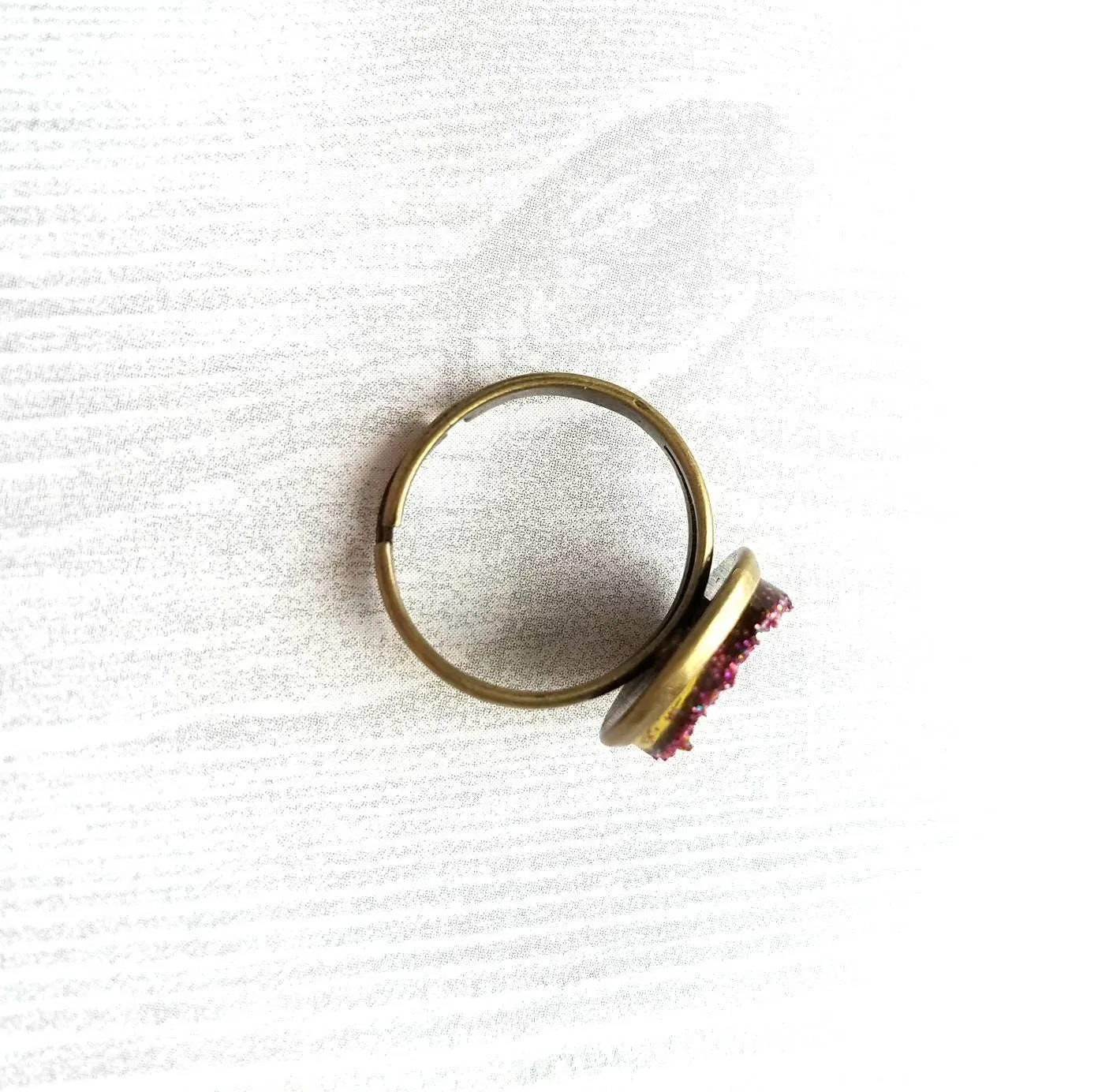 Sparkle Ring - purple FAUX drusy rock solitaire rough cut - rough bumpy chunky glitter pink magenta rainbow - imitation druzy round 6 7 8 9
