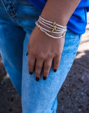Sparkling Beauty Beaded Bracelet • Cream