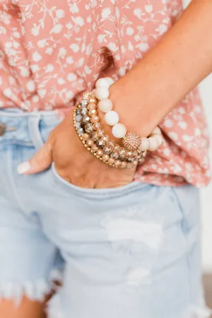 Sparkling Days Beaded Bracelet Set- Neutral Tones