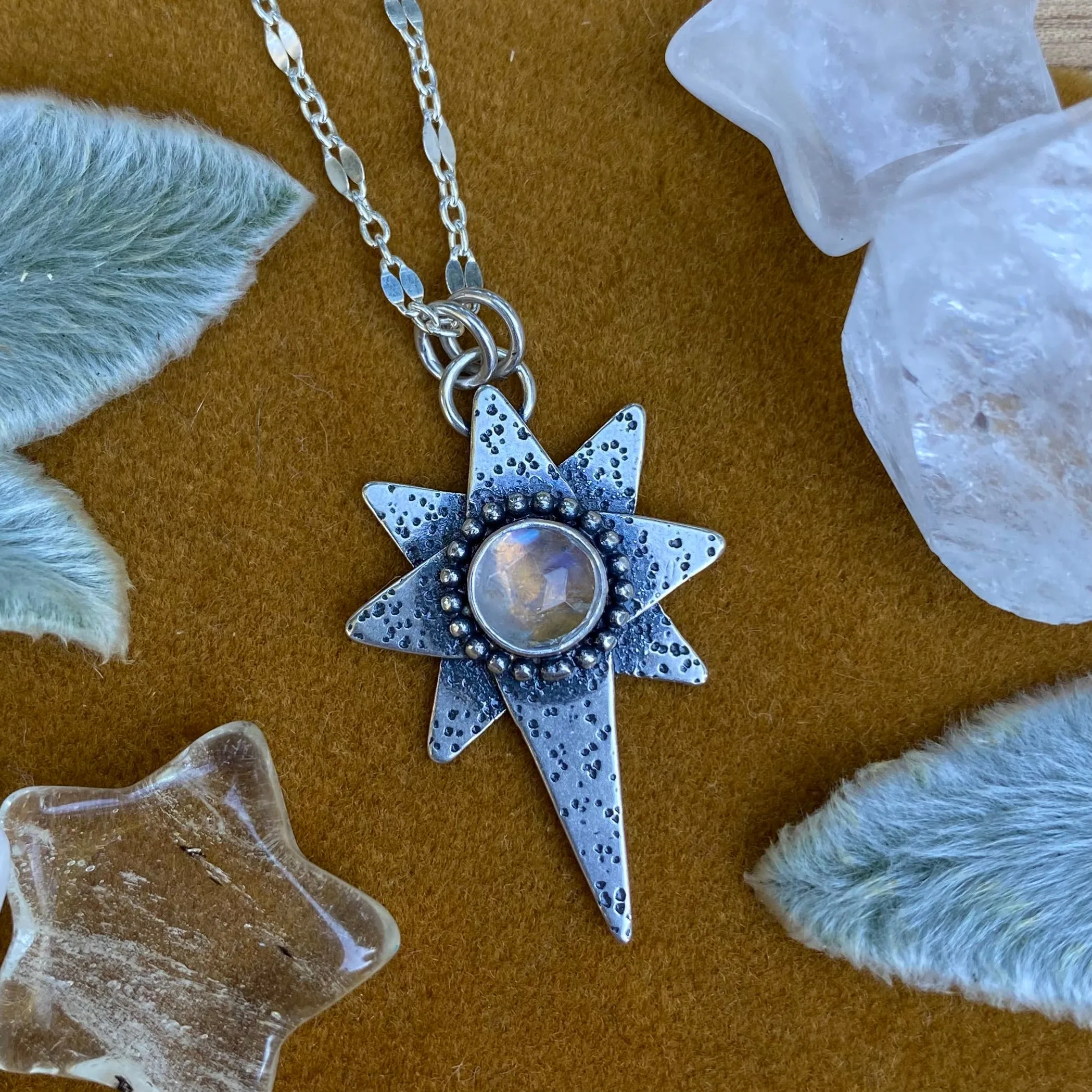 Stardust Necklace - Rainbow Moonstone / 18” / Made to Order