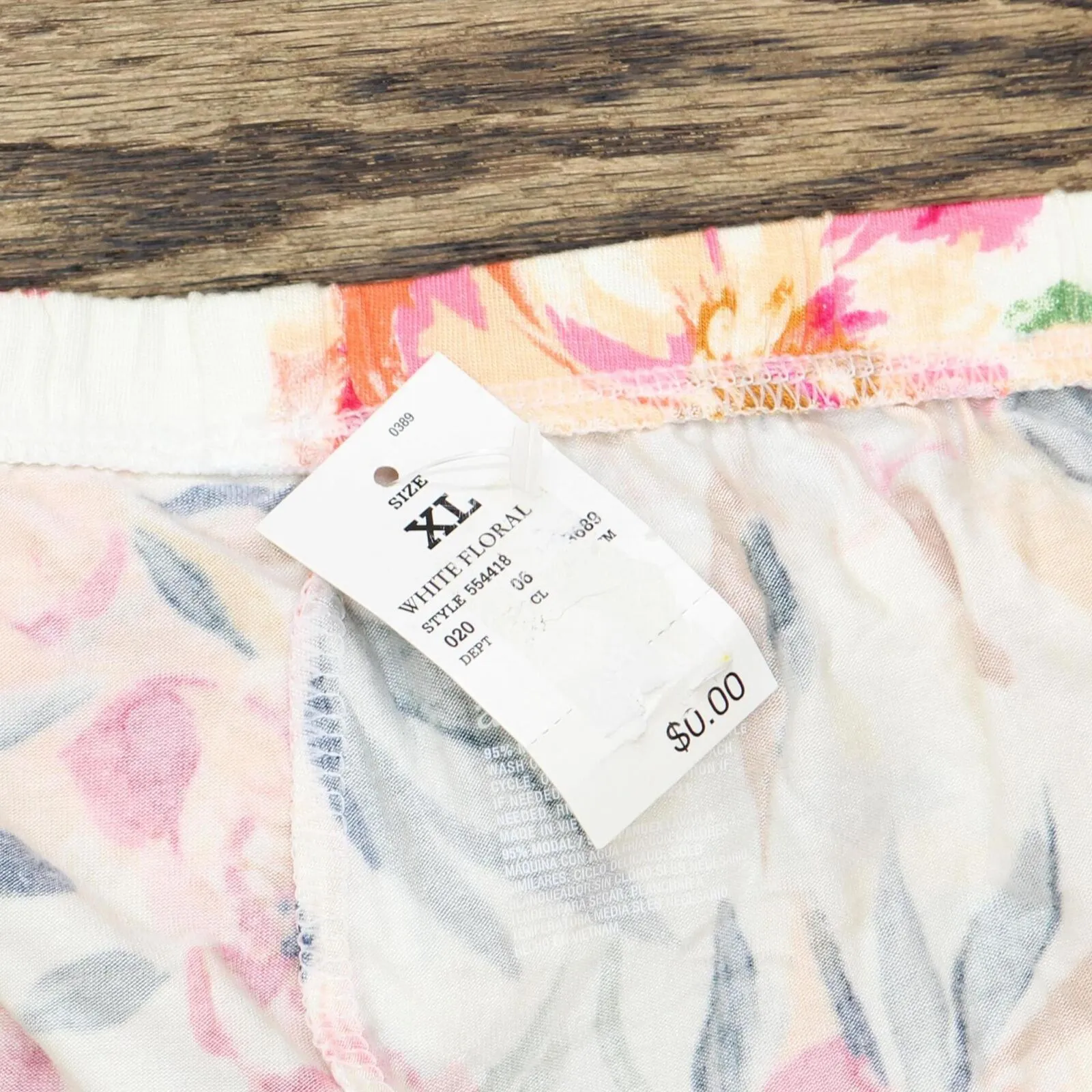 Stars Above Floral Print Beautifully Soft Crop Pajama Pants Cream Ivory XL