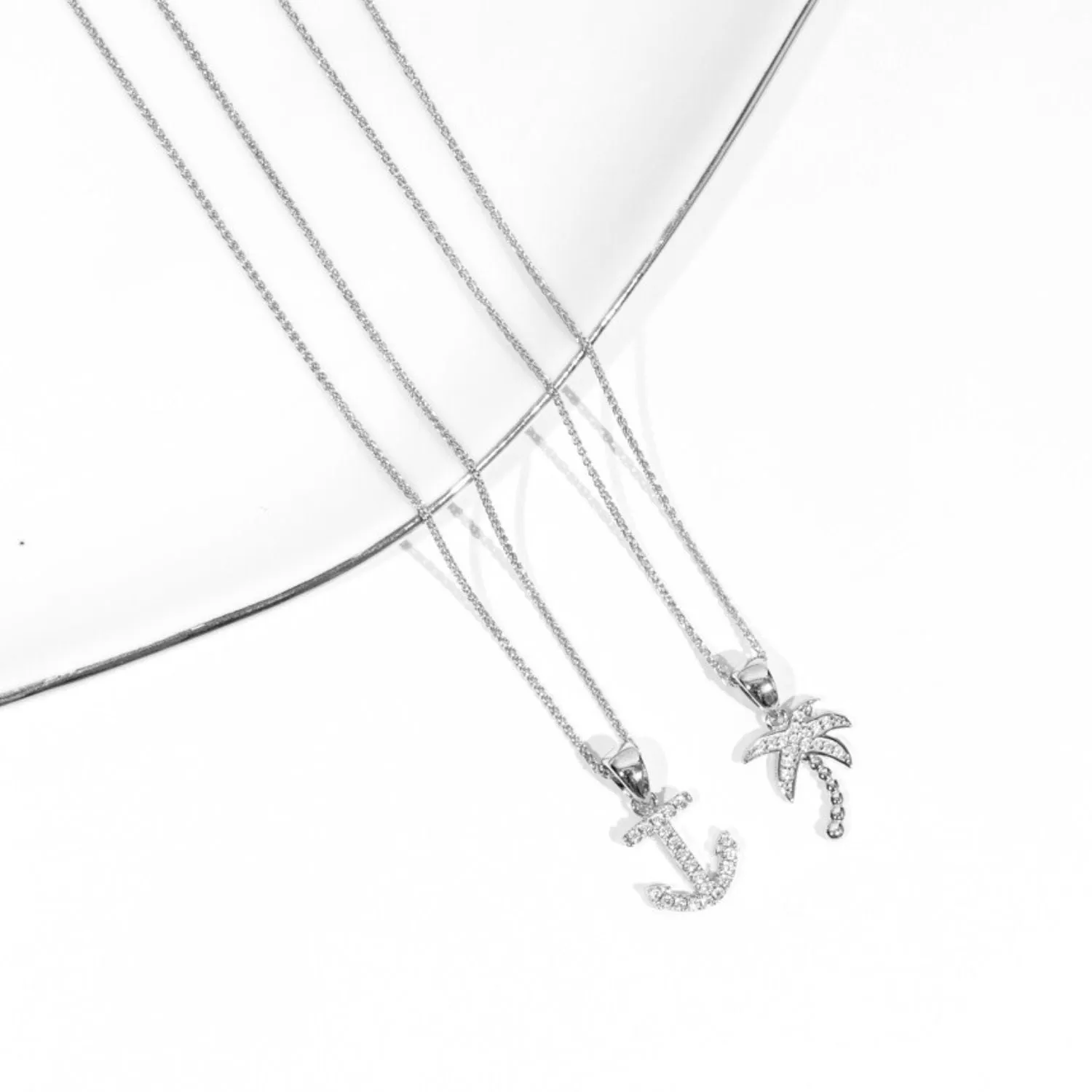 Sterling Silver CZ Palm Tree Pendant