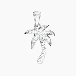 Sterling Silver CZ Palm Tree Pendant