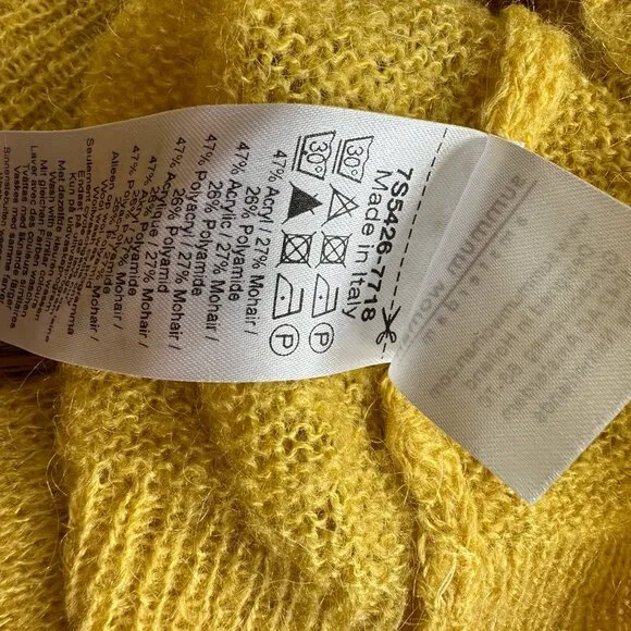 Summum Woman Amsterdam Mohair Blend Yellow Lightweight Sweater Medium