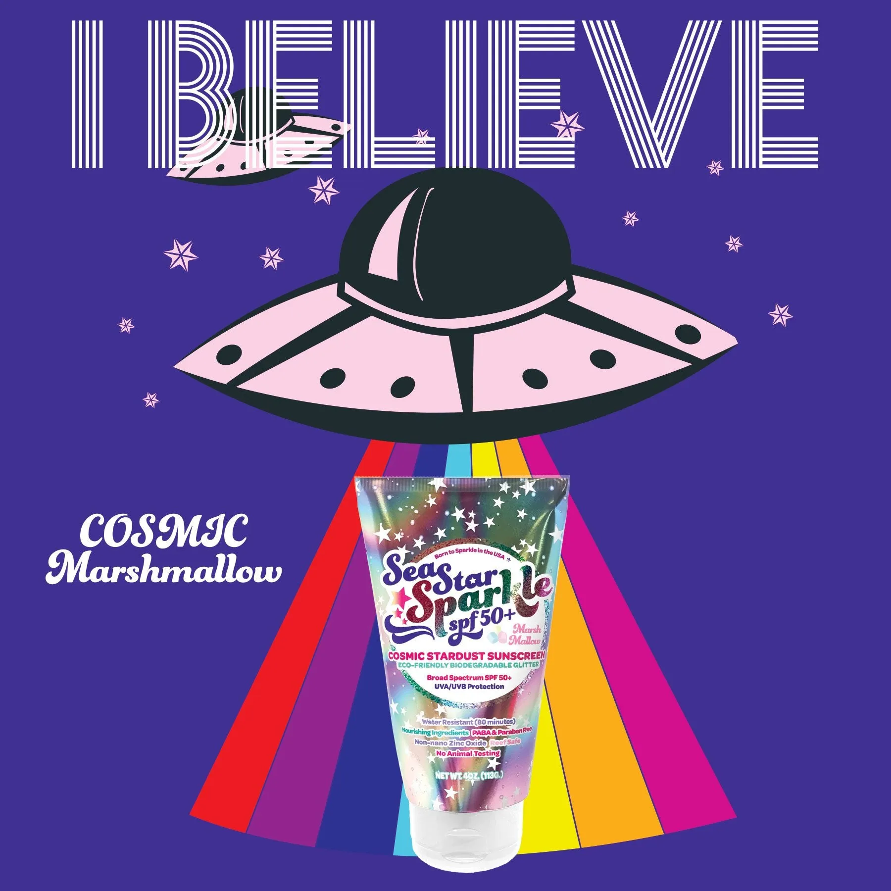 Sunshine & Glitter Sea Star Sparkle Cosmic Stardust Sunscreen - Marsh Mallow