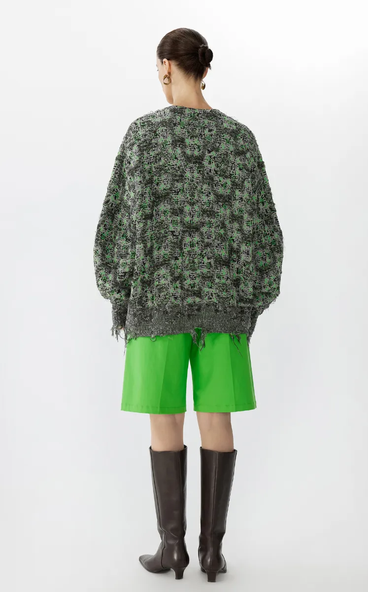 Sweater / JNBY Geometric Oversized Zip-Up Knit Cardigan