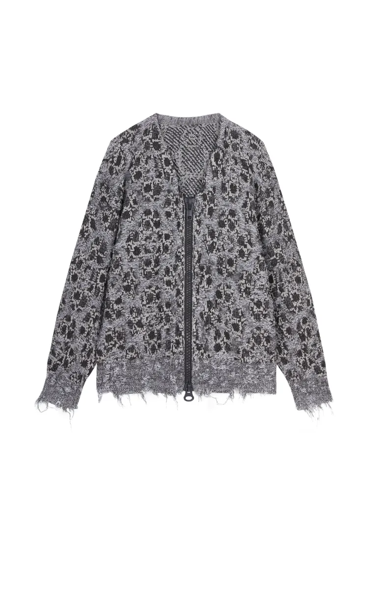 Sweater / JNBY Geometric Oversized Zip-Up Knit Cardigan