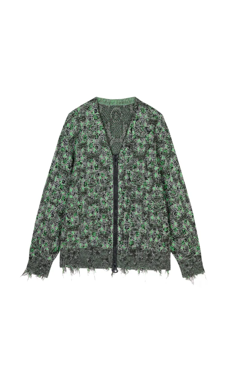 Sweater / JNBY Geometric Oversized Zip-Up Knit Cardigan
