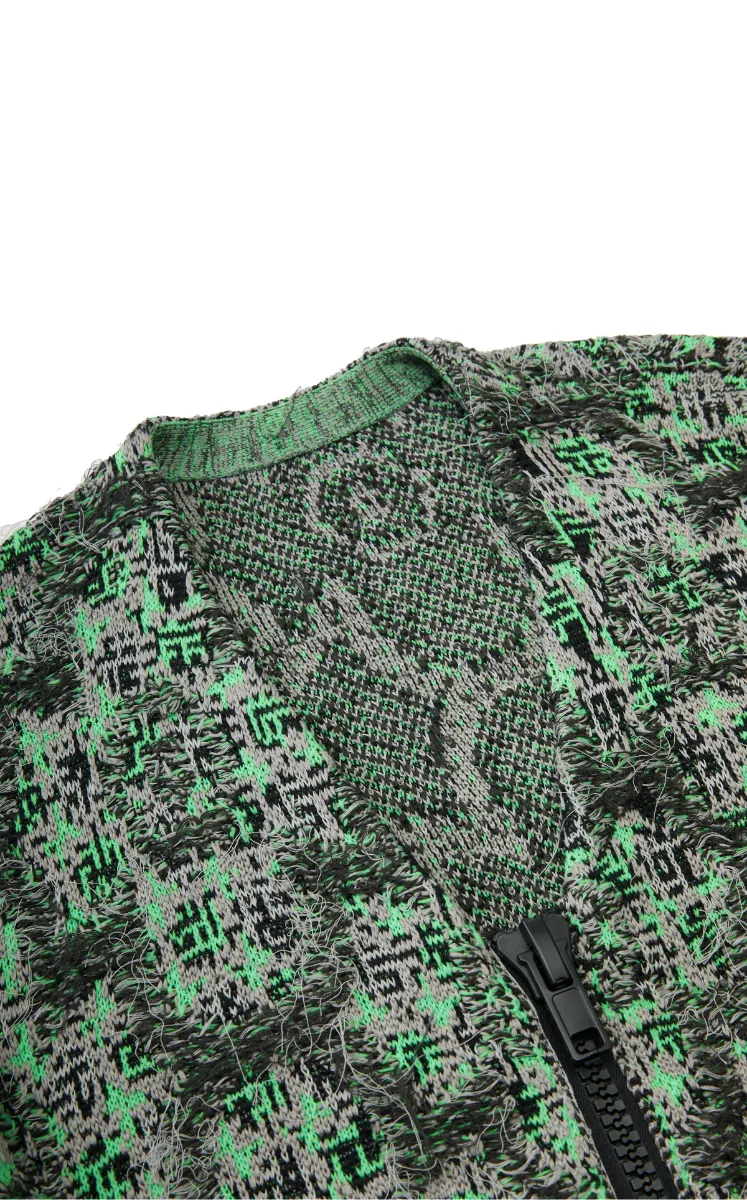 Sweater / JNBY Geometric Oversized Zip-Up Knit Cardigan