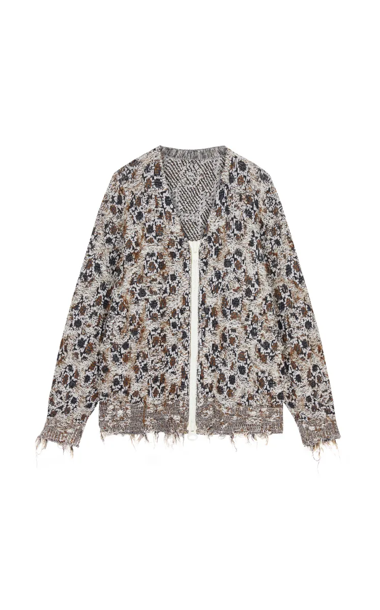 Sweater / JNBY Geometric Oversized Zip-Up Knit Cardigan