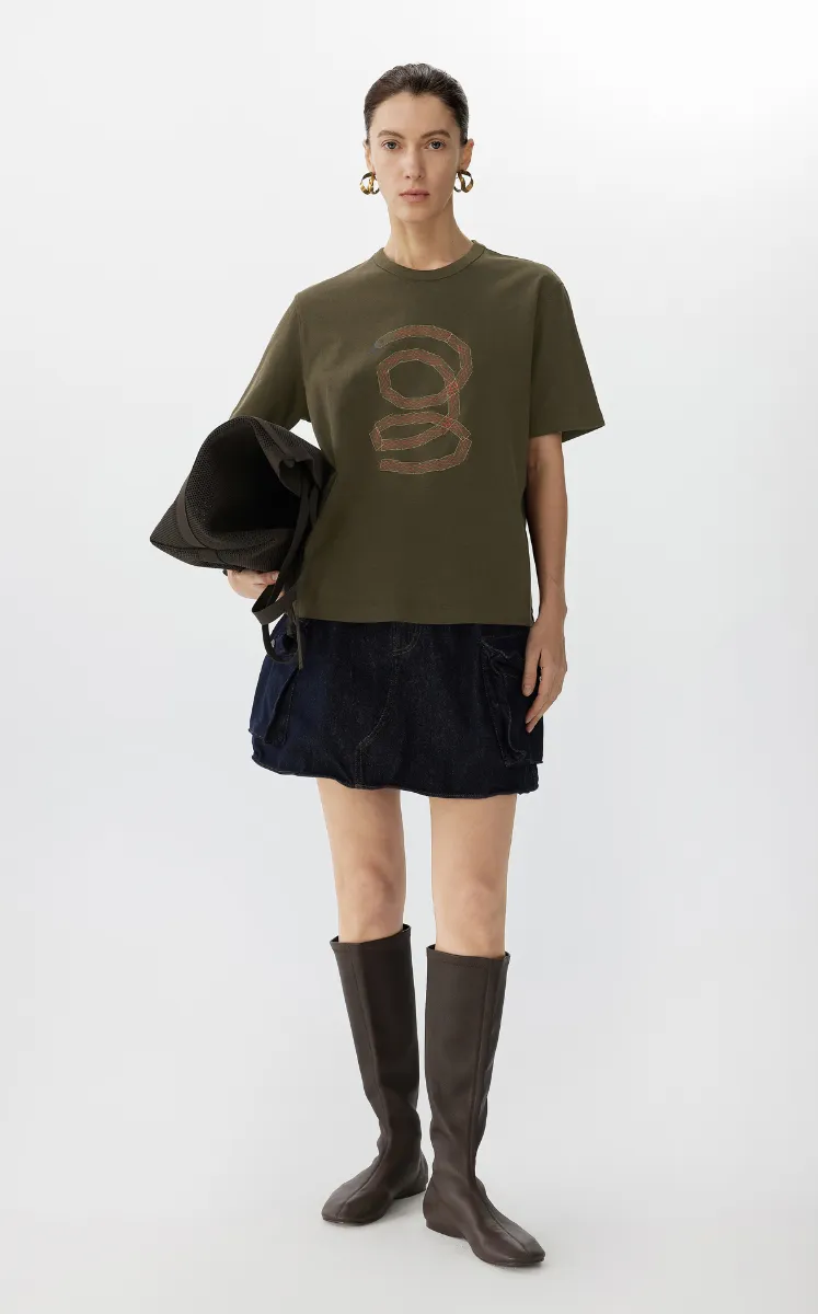 T-shirt / JNBY Cotton-Hemp Relaxed Fit Snake Graphic T-Shirt