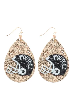TEARDROP FOOTBALL GAMEDAY GLITTERS DROP EARRINGS