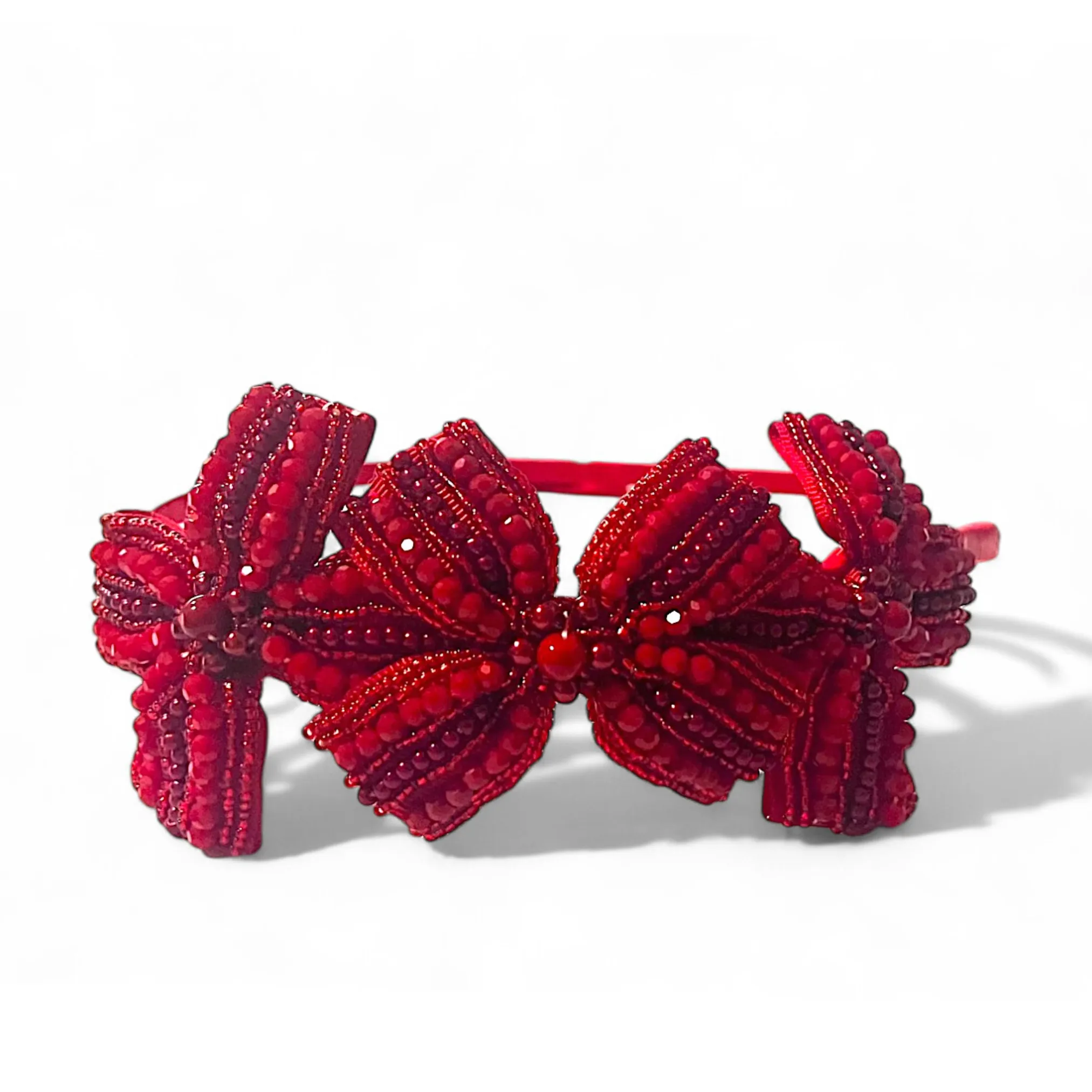 The Jolie Girls Red Beaded Bow Headband