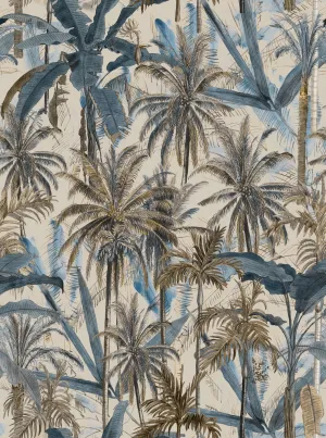 THE JUNGLE Smoke Blue Wallpaper