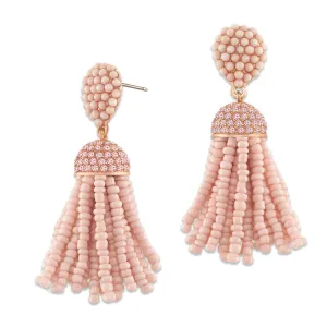 “The Petite Tassel” Pave Crystals & Seed Beads Drop Earrings