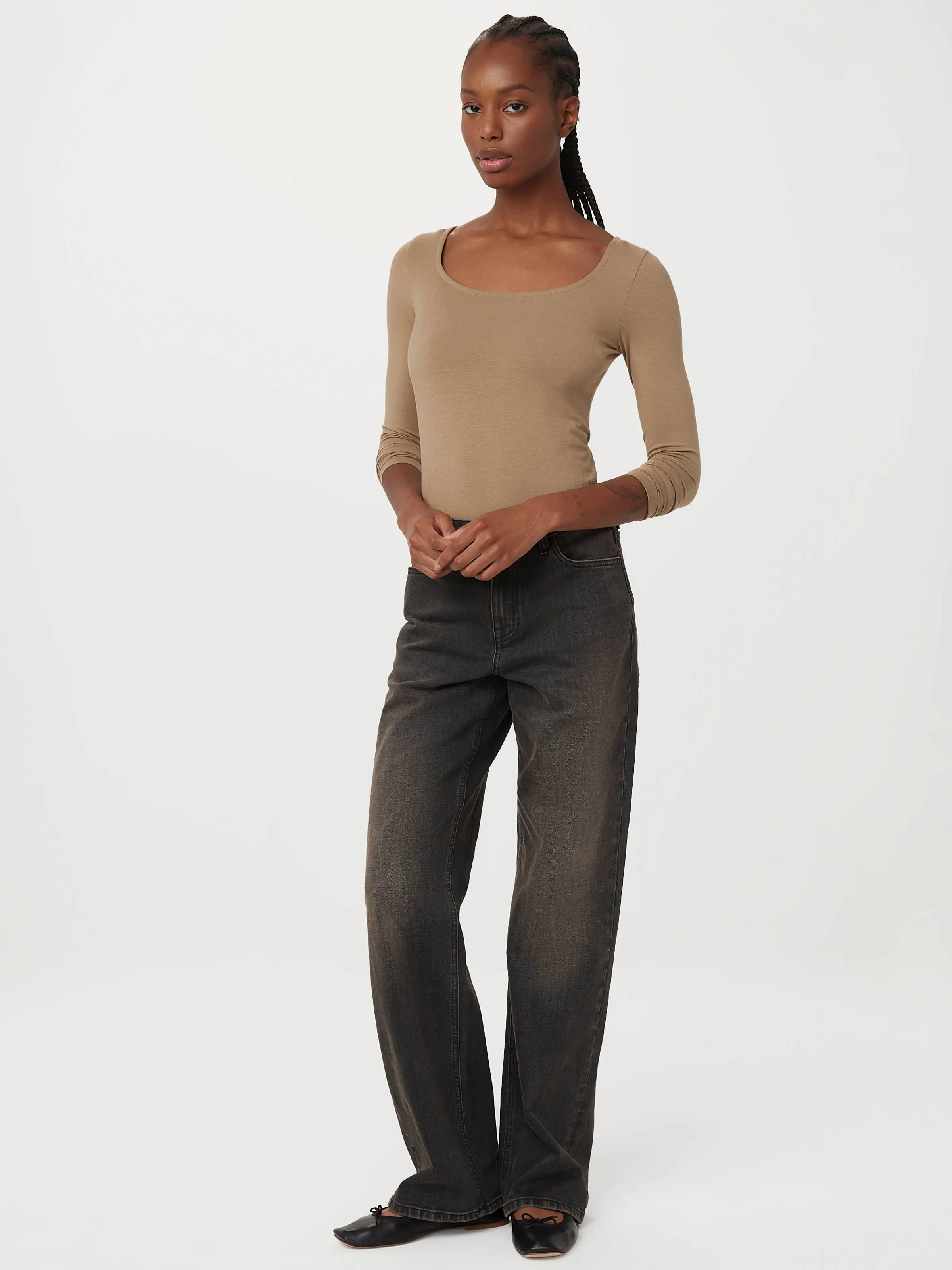 The U Neck Bodysuit in Taupe