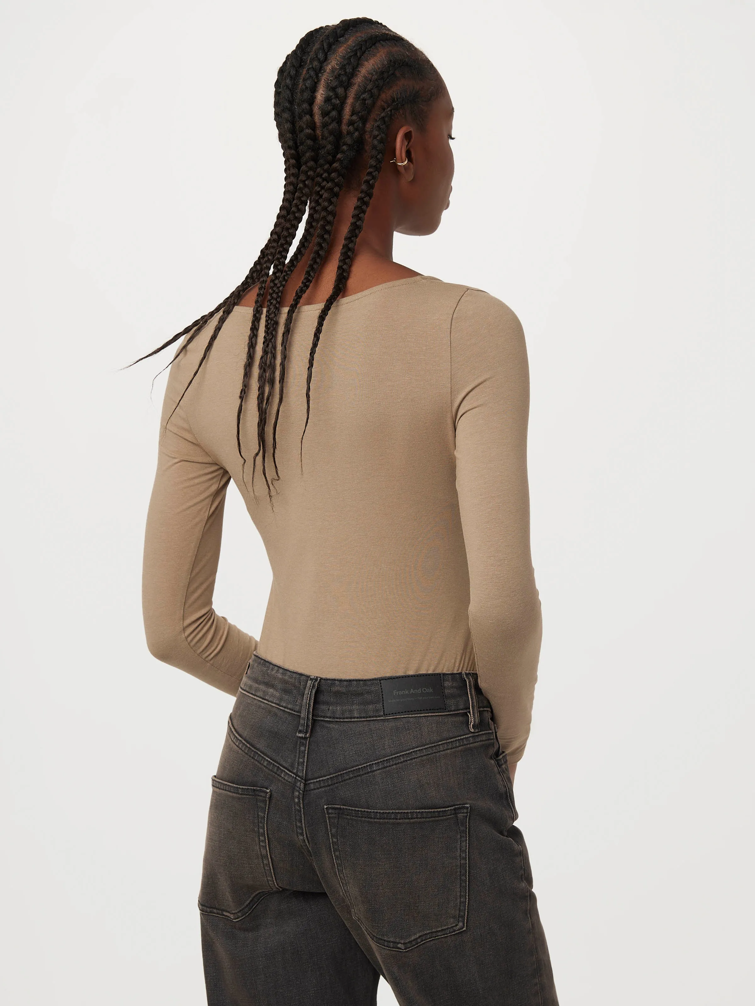 The U Neck Bodysuit in Taupe