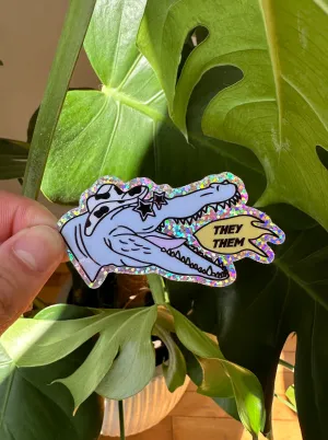 They/Them Glitter Sticker