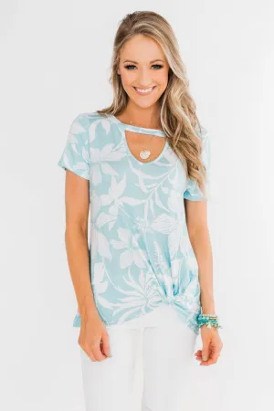 Tropical Adventure Knot Top- Light Blue