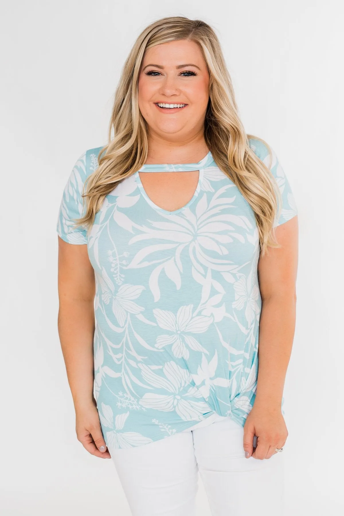 Tropical Adventure Knot Top- Light Blue
